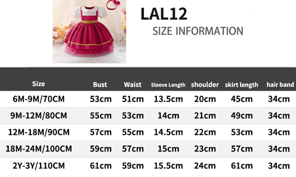 Ma Sha Bear Girls Party Maid Dress 2pcs Toddler Lolita 1st Birthday Wedding Princess Prom Dress Carnival Halloween Kids Clothing
