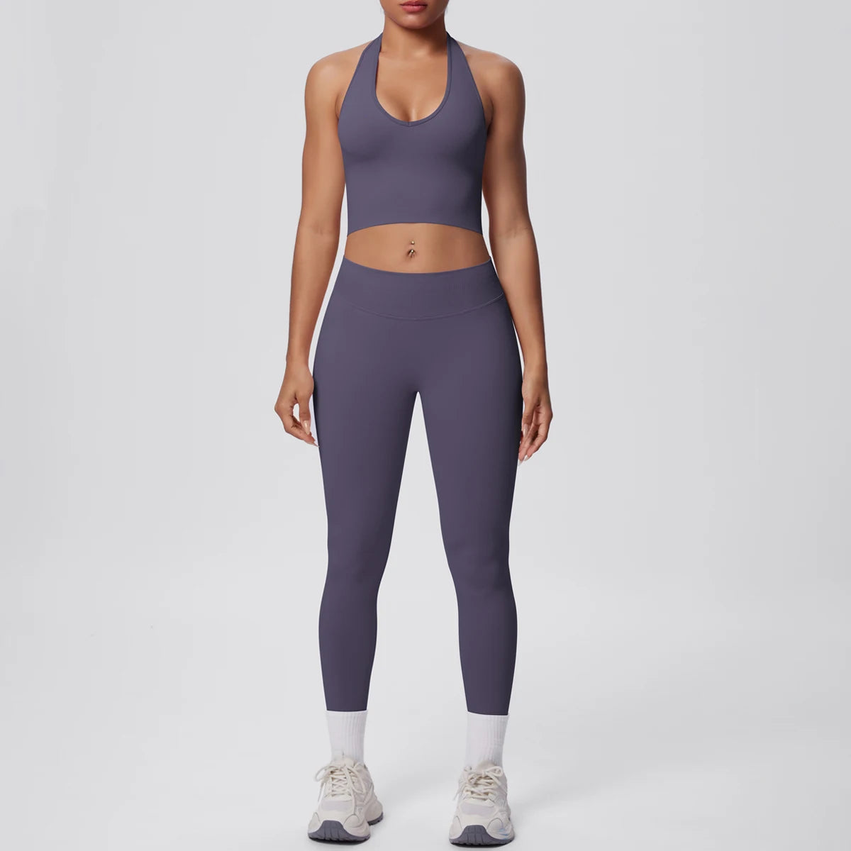 Rooftrellen 2PCS/set Women Gym Sports Yoga Set Breathable Shockproof Workout Top Backless Bra Push Up Fitness Pants Yoga Set