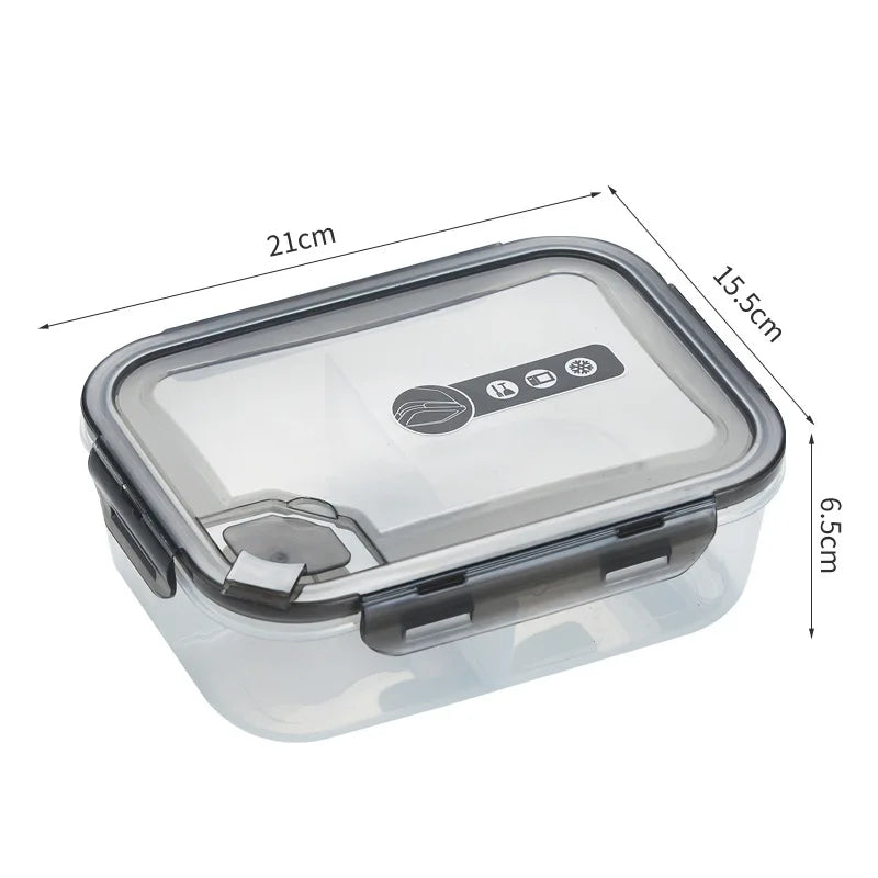 Microwavable Plastic Crisper Lunch Box Multi-compartment Bento Box Portable Food Storage Containers Office Student LeakProof Box