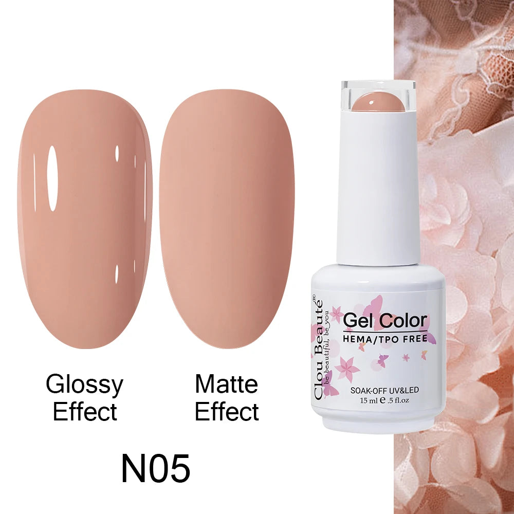 Clou Beaute HEMA TPO FREE Caramel Brown Wine Red Coffee Gel Nail Polish High Pigment Autumn Nail Art Full Coverage UV Varnish