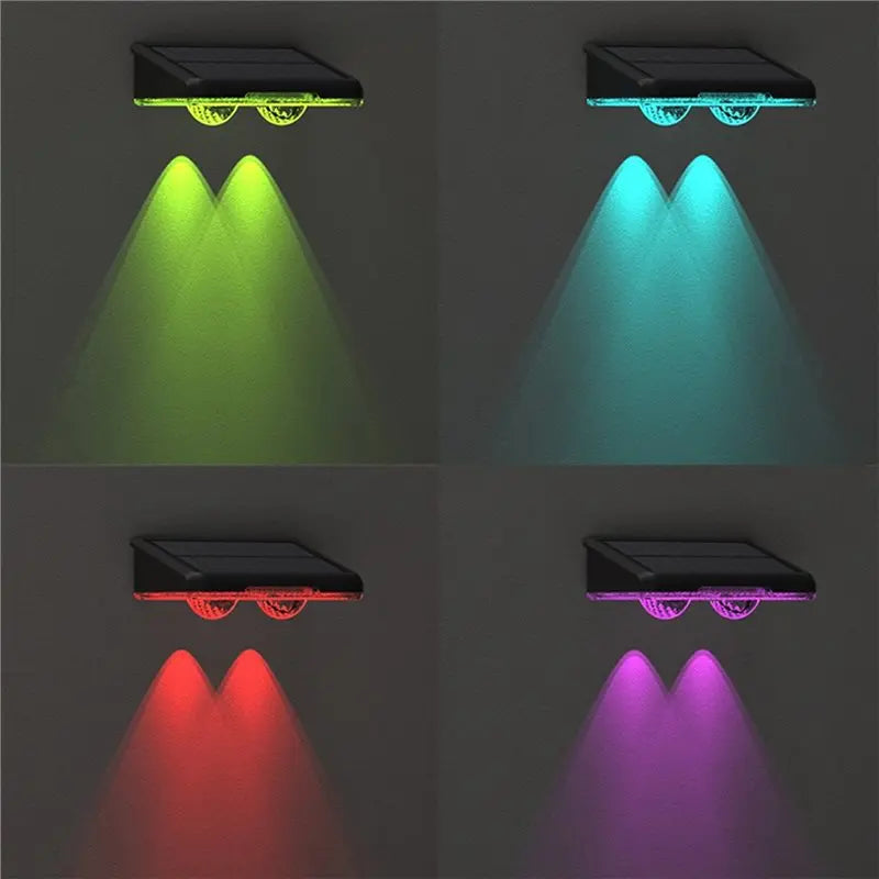 A69eoutdoor LED Solar Wall Lamp 4PCS RGB For Garden Courtyard Decor Light Fixture Auto On/Off Fence Lighting