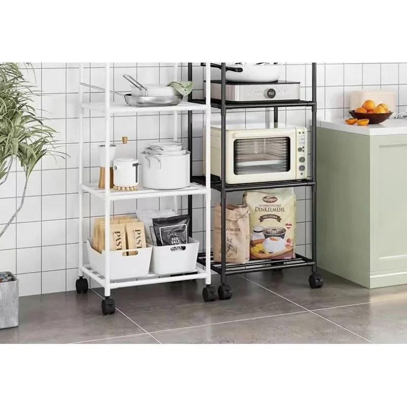 Kitchen Storage Rack Multilayer No Drill Rolling Shelf for Pots Microwave Oven Vegetables Organizer