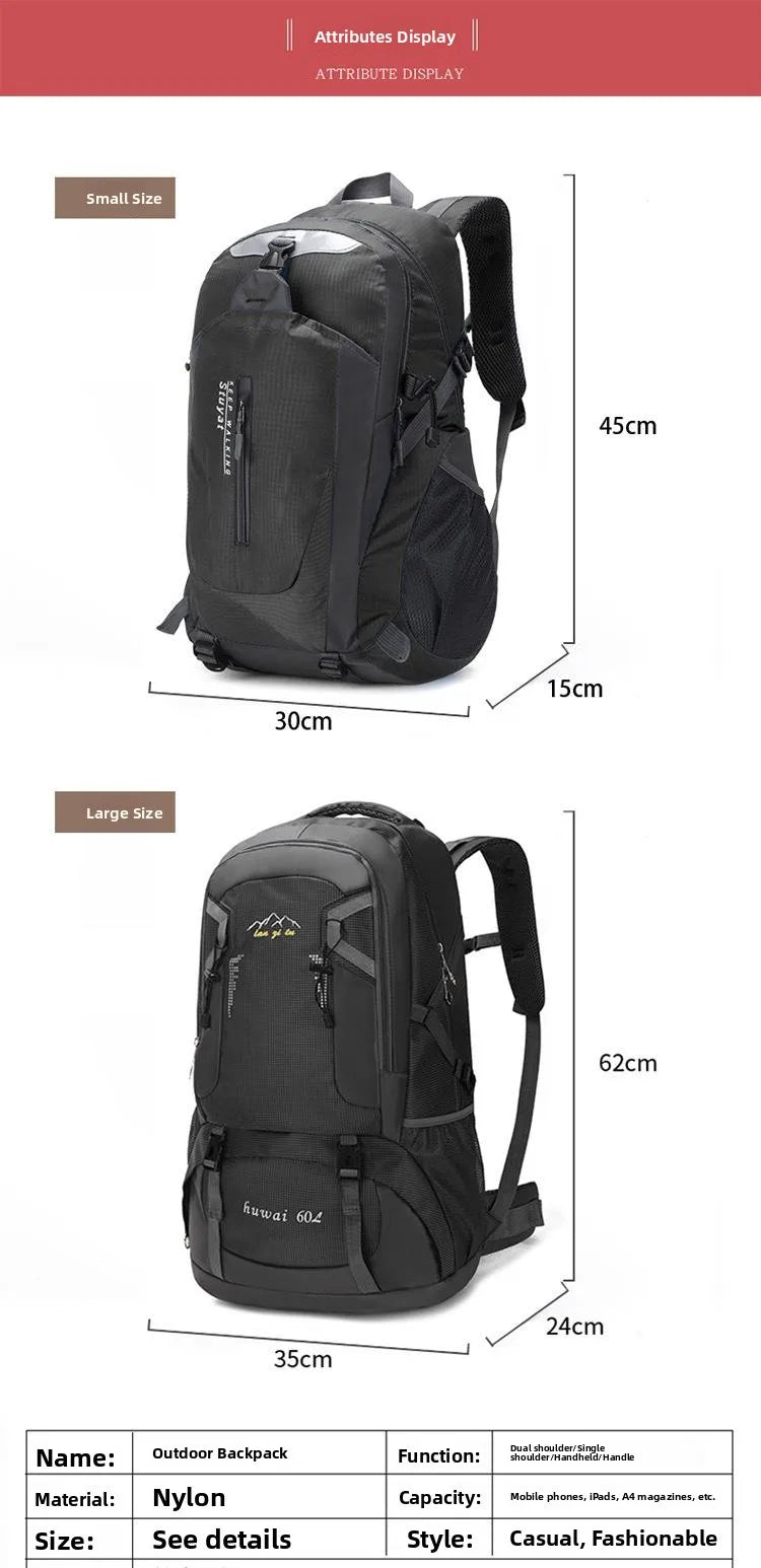 Outdoor Travel Backpack 60L Large Capacity Men's Women's Climbing Bag Luggage Multifunctional Bookbag Lightweight Waterproof