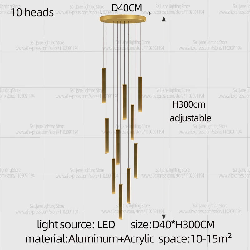 Modern Stair Chandelier Indoor Lighting Ceiling Lamp Attic Room hanging Light LED Chandeliers For Living Room Pendant Lights