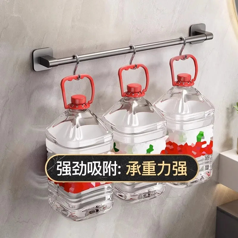 Towel rack modern space aluminum non-perforated wall mounting shelves bathroom towel rack single rod toilet storage hanger