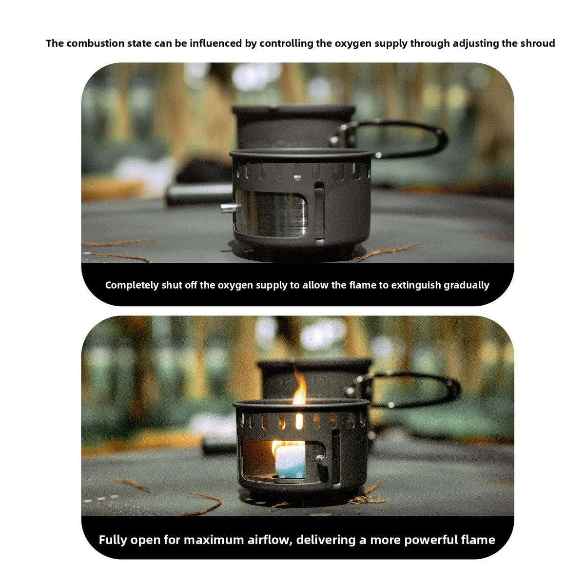 MOUNTAINHIKER Camping Cookware Set, Ultralight Portable Alcohol Stove Set with Pot, Windproof Integrated Cooking Kit for Hiking