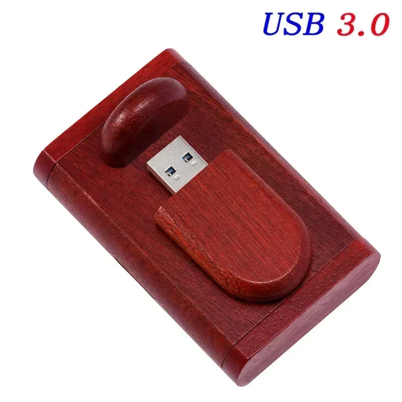 Wedding Gift USB 3.0 Stick 64GB Custom Logo Wooden Box Flash Drives 32GB Pendrive Free Sample U Disk 16GB 8GB 4GB Memory Stick