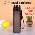DIY 600ML Sport Bottle LOGO Name Customized Print Summer Plastic Cup Water Container Outdoor Travel Easy Take PP Full Safety