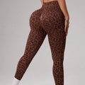 Women High Waist Leopard Print Seamless Yoga Leggings Cross V Waist Butt Lift Gym Workout Fitness Pants