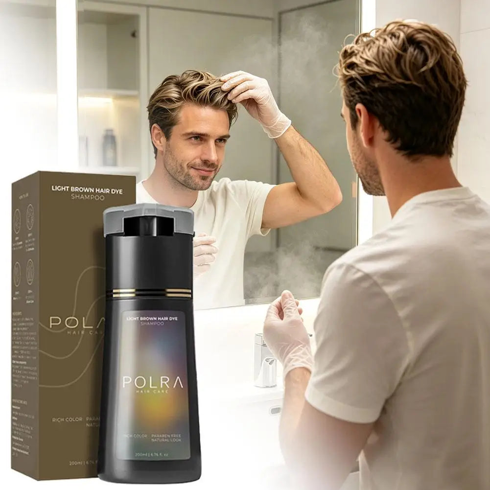 POLAR Semi Permanent Hair Dye Shampoo 200ml Gray Hair Coverage Black Brown Purple Natural Nourish Long Lasting for Women Men