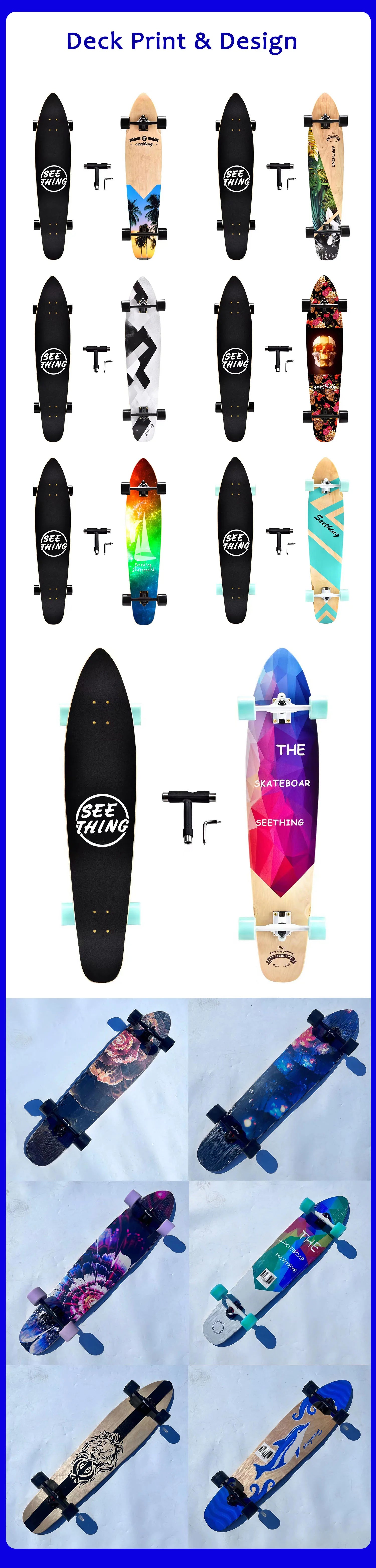 42 Inch Longboard Skateboard Complete Cruiser Single Kicktail Maple Wood for Adults Teens Beginners Dancing Street Sports