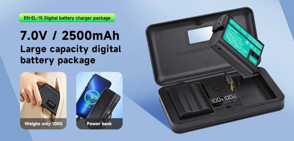 PALO EN-EL15 ENEL15 EN EL15 Battery Charger Battery Case for Nikon D500 D600 D610 D750 D800 D800E D810 D810A D7000 D7100 D7200