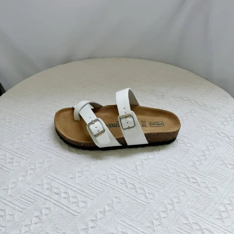 Summer Ins Hot Slippers New Women Cork Clogs Slippers Footbed Beach Sandals Outdoor Suede Clogs Sandals with Adjustable Buckle