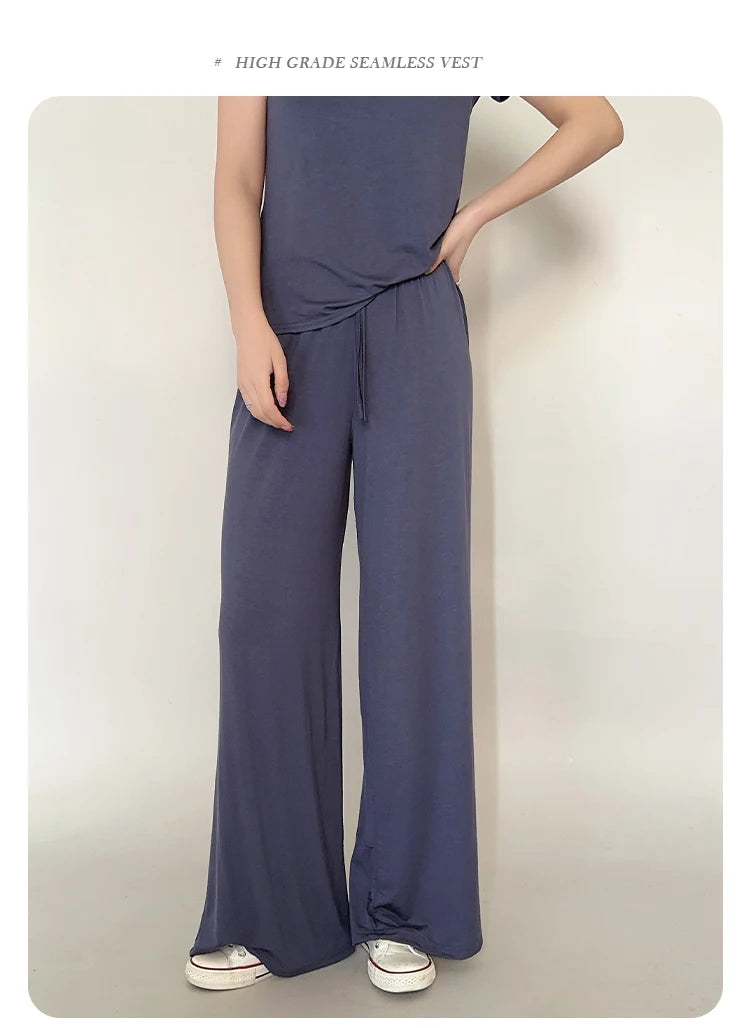 Modal Floor-Length Wide Leg Pants Loose Home Spwear  Color Versatile Casual Summer Thin Home Pants Women