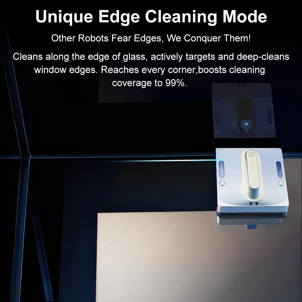 Robot Window Vacuum Cleaner ABIR WD9,4-Way Water Spray, Laser Sensor,9000PA Suction, Low Nosise,Wet Dry Scrape & Wipe in One