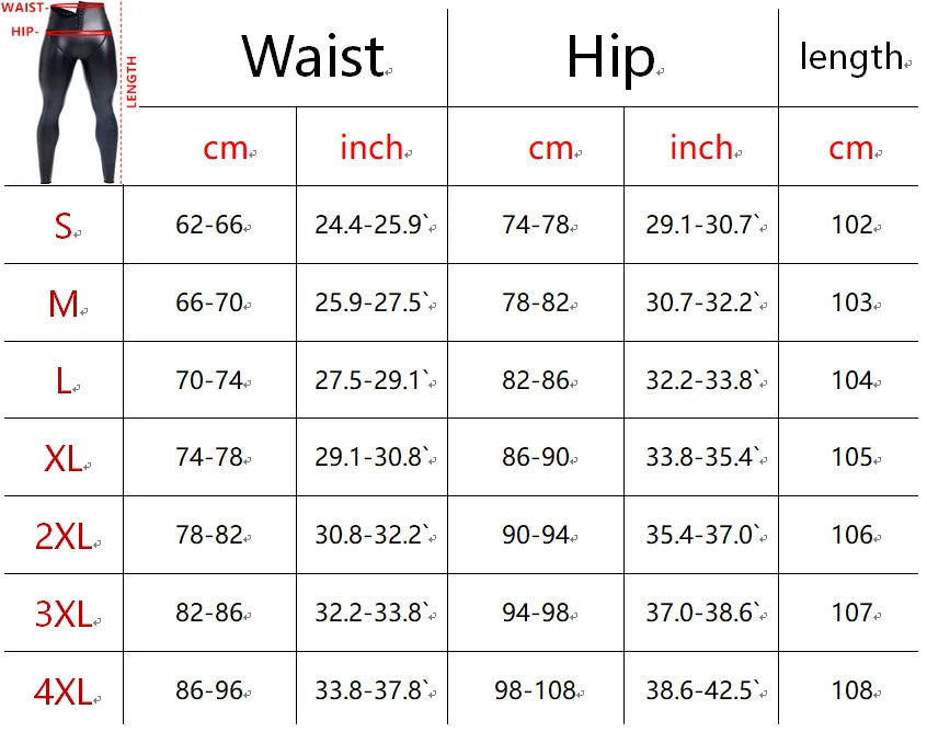 CHENYE Men High waist Leather Pants Skinny Stretch PU Trouser Nightclub Party Rock Steampunk PU Leather Pants 3-hook with Pocket