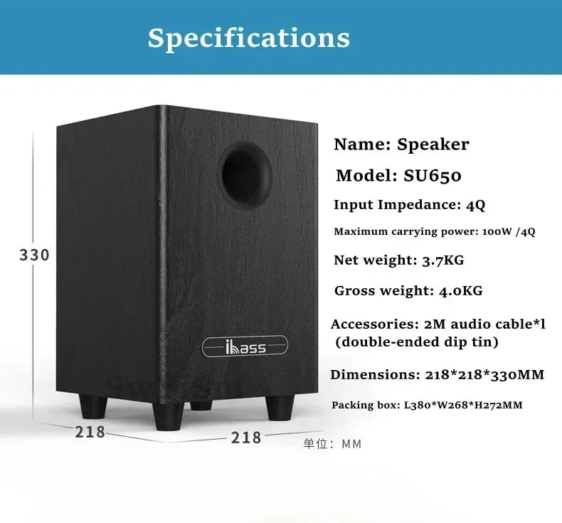 100W High Power 6.5" Passive Subwoofer Home Theater Speakers Bass Car speaker amplifier speakers Boom Box Sound System Big Power