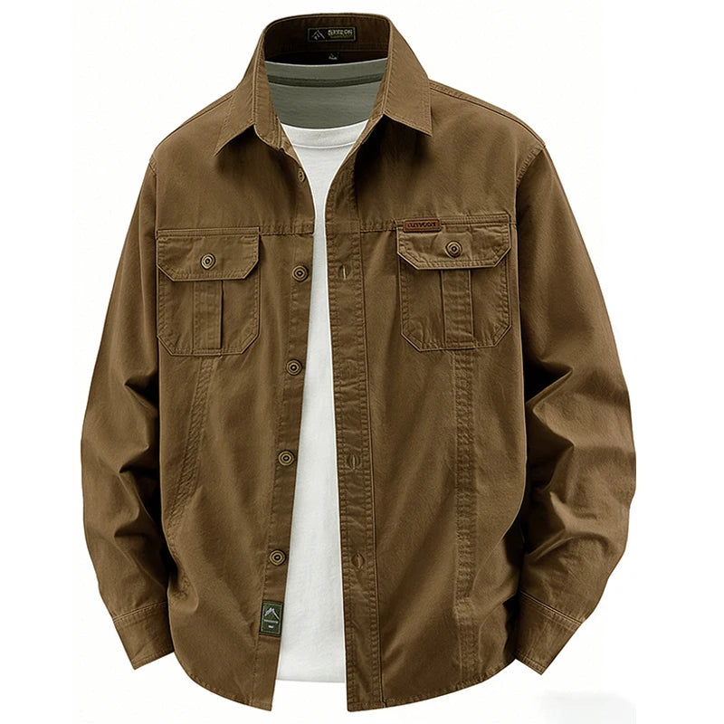 Business Military Shirts Men Tactics Long Sleeve Spring Autumn 100% Cotton Vintage Multi-pocket Cargo Shirts Menswear Clothing