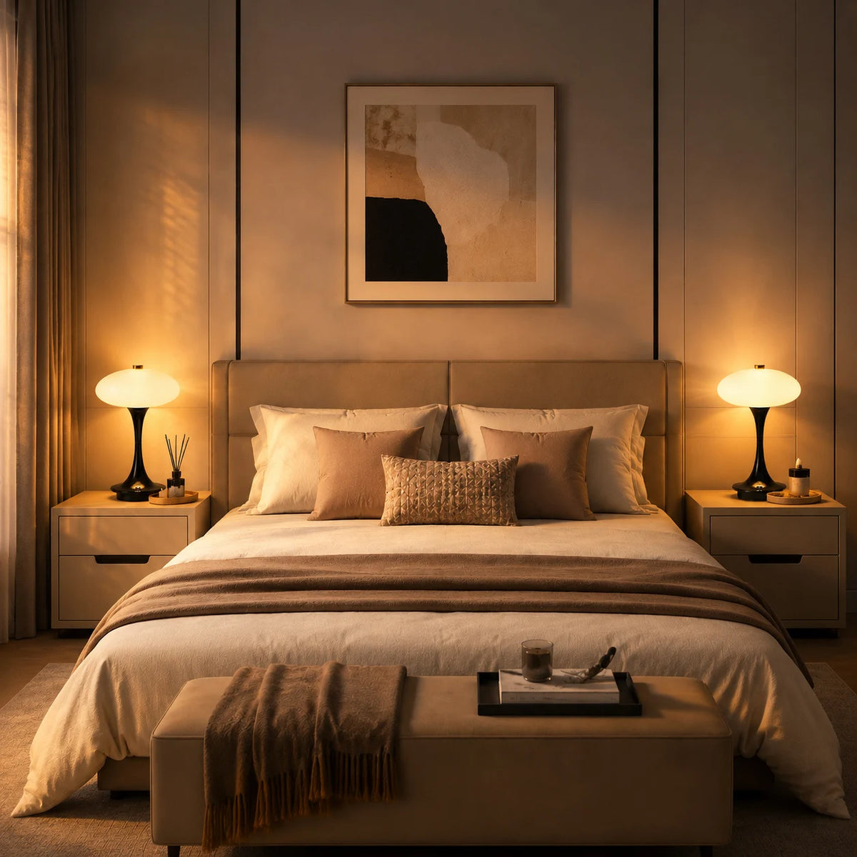 Mushroom Table Lamp – Rechargeable LED Bedside Lamp with Touch Sensor Three-Color Lights for Contemporary Interiors.