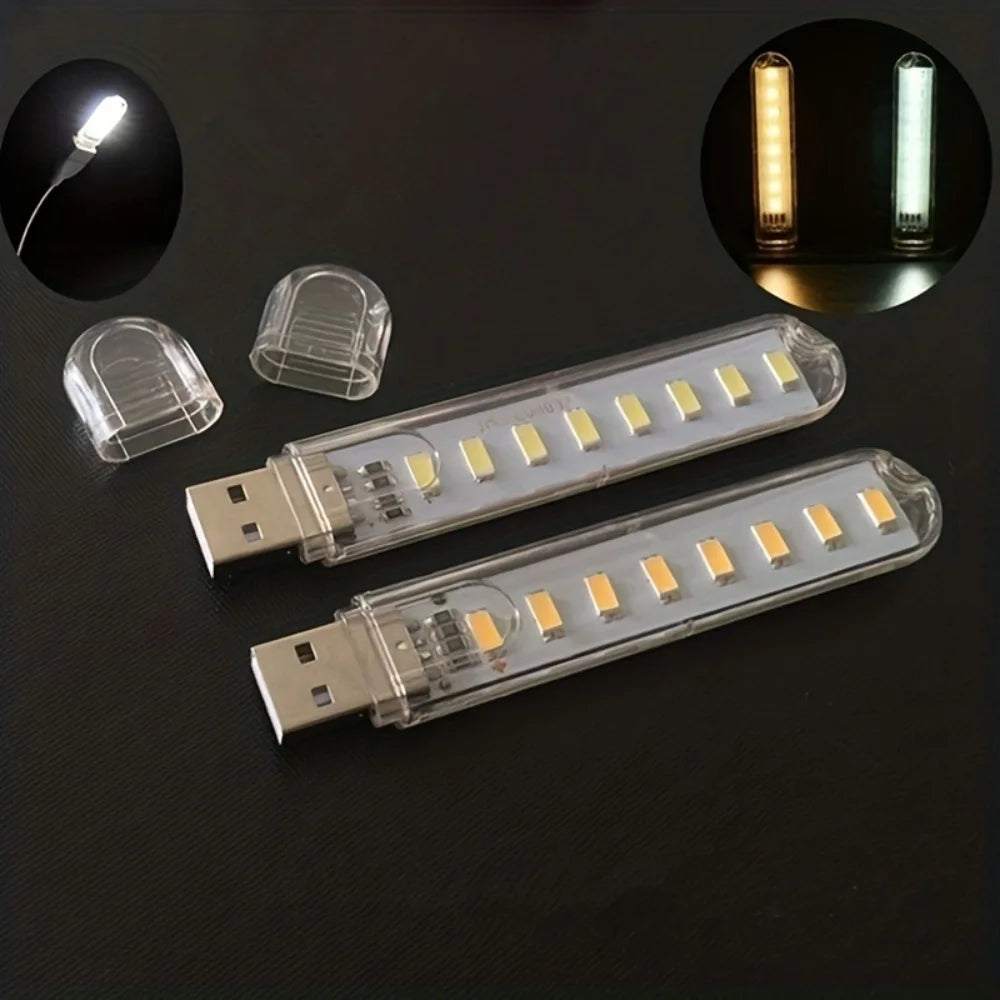 2 Mini Portable USB 5V Led Night Lights, Reading Camping Lights, Notebook Gadgets, Study Lights
