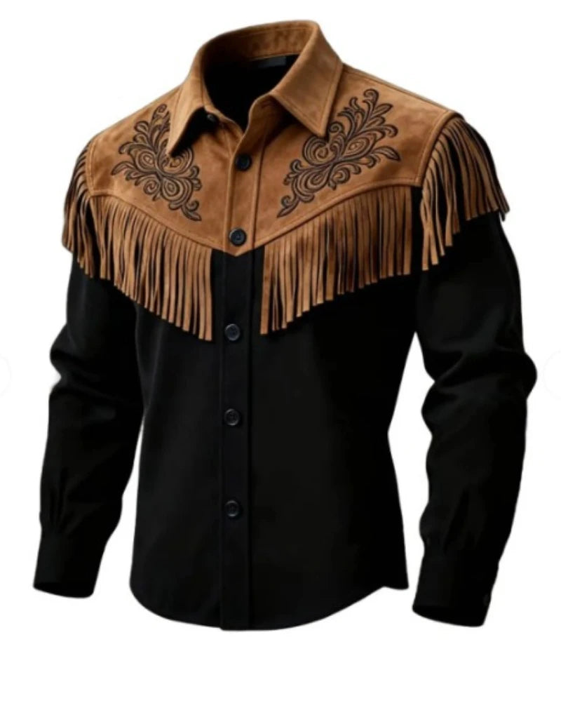 Unique Design Brown Tassel Leather Velvet Jacket Spring Summer Vintage Style Fashionable Streetwear Top