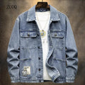 American Stylish blue/black Vintage Denim Jacket for Man Loose-fitting Workwear Jacket Men's Autumn-winter Top
