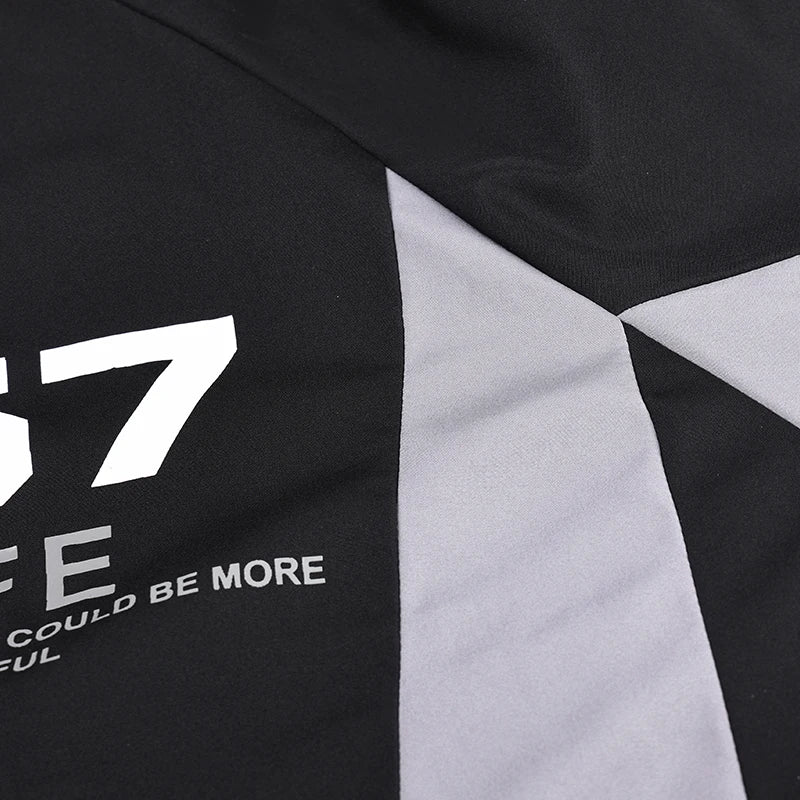 Men Black Gray Racing Windbreaker Number Letter Print Zip Up Loose Street Jacket