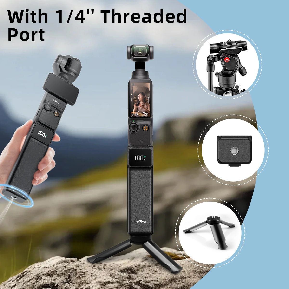 For DJI Osmo Pocket 3/Pocket 4 Battery Handle Osmo Pocket 3/4 Battery 5000mAh 18W