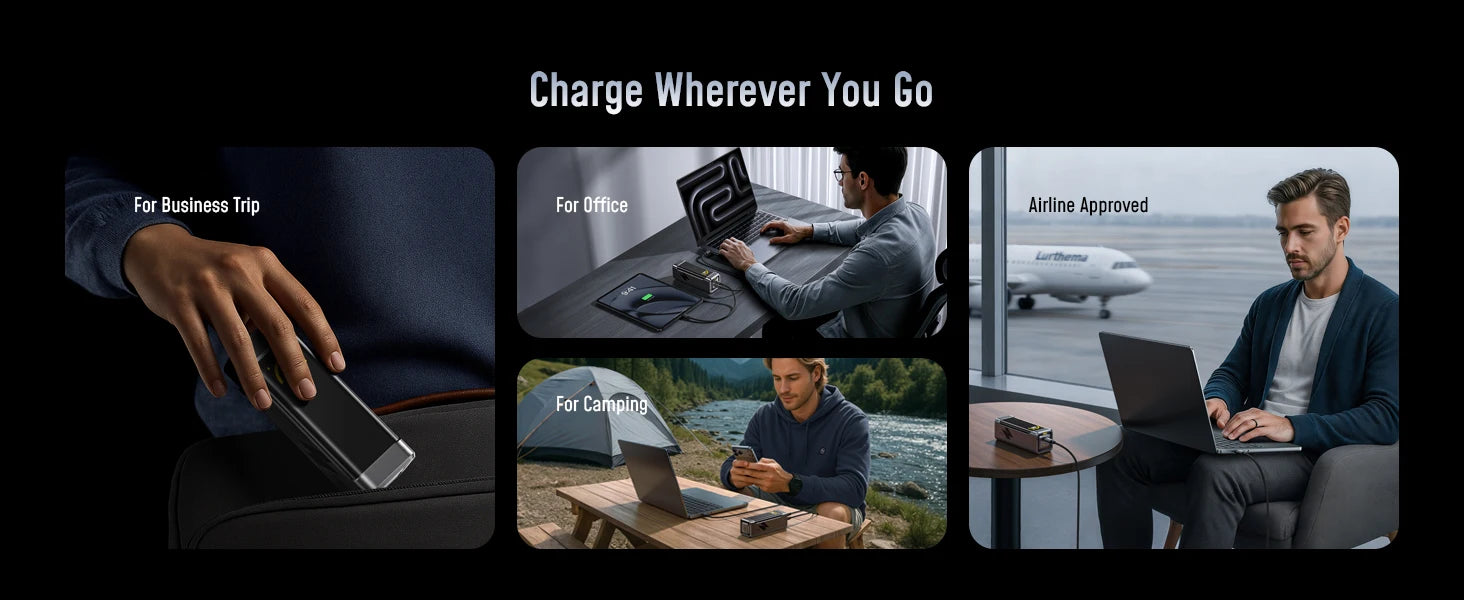 [NEW] AOHI  65W travel Power Bank The BLACK WARRIOR 10000mAh External Battery PD3.0 Quick Charging LED Display portable battery