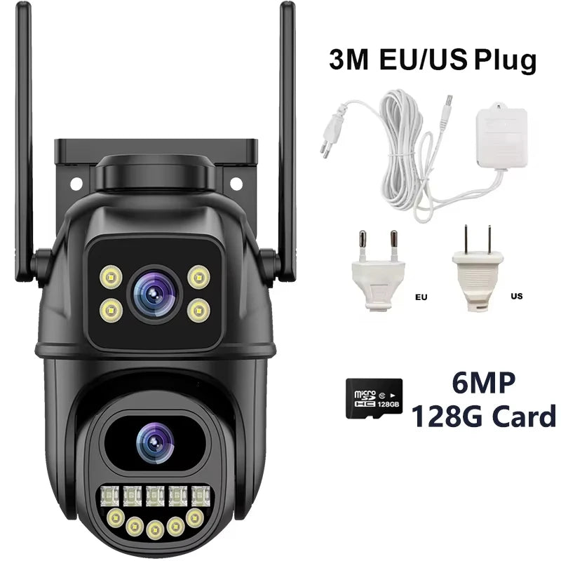 4K 8MP Security Camera 5X Zoom Dual Lens Dual Screen Outdoor WiFi Home Protection 6MP IP PTZ CCTV Video Surveillance Camera
