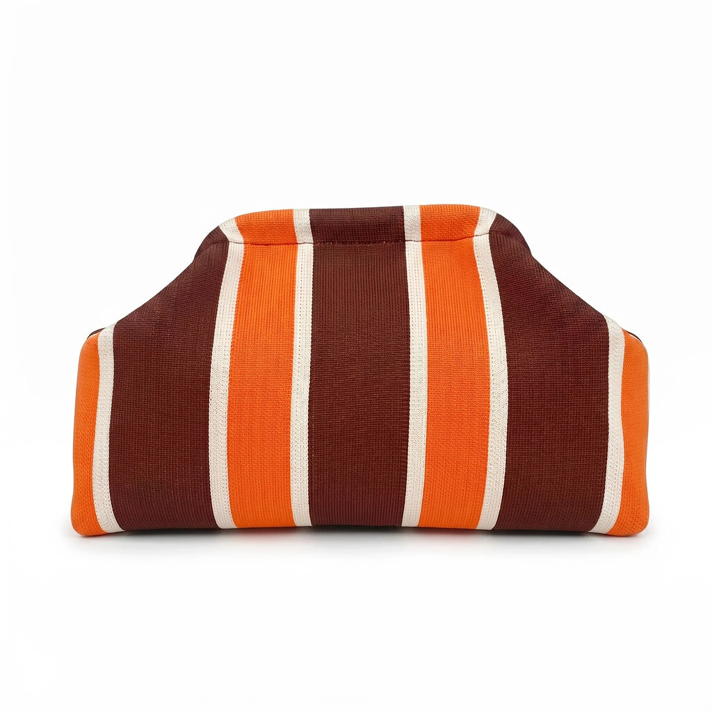 Women'S Striped Knit Clutch Bag Color Block Soft Pouch Handbag Large Capacity Foldable Purse For Party Dinner Daily