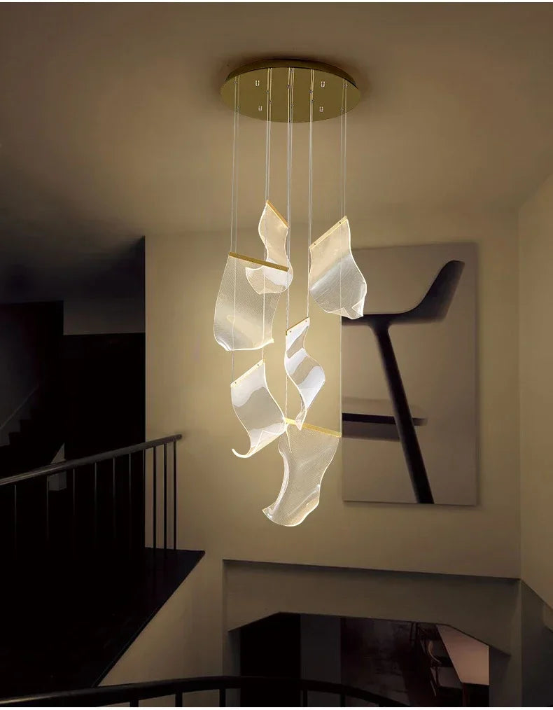 Modern LED Pendant Lights Living Dining Room Lighting Lustre Decor Chandelier Indoor Villa Duplex Stairs Hanging Lights Fixture
