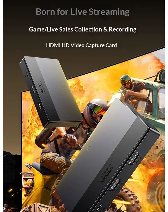UGREEN CM630 15390 4K 60Hz HDMI Video Capture Card 1080P 60fps USB C Recording Loop Out with Mic Headset