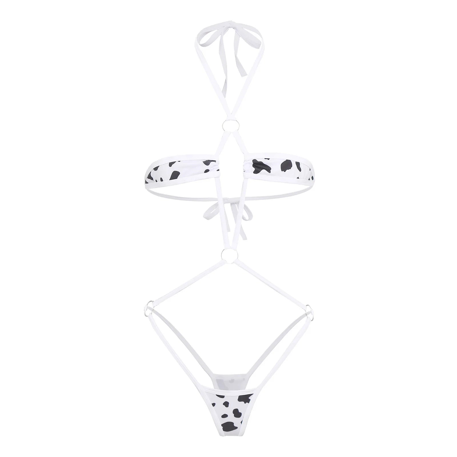 Women Micro Bikini Bodysuit Halter T-back Adjustable Swimsuit One-piece Lingerie Nightwear Summer Sexy Mesh Monokini Swimwear