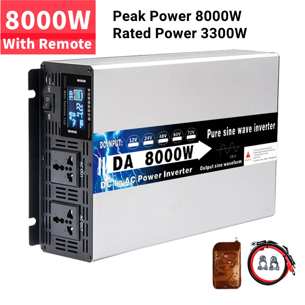 8000W 10000W 12000W Inverter 12V 24V 48V 60V 72V To AC 110V 220V Pure Sine Wave Solar Power Inverter Voltage Frequency Converter