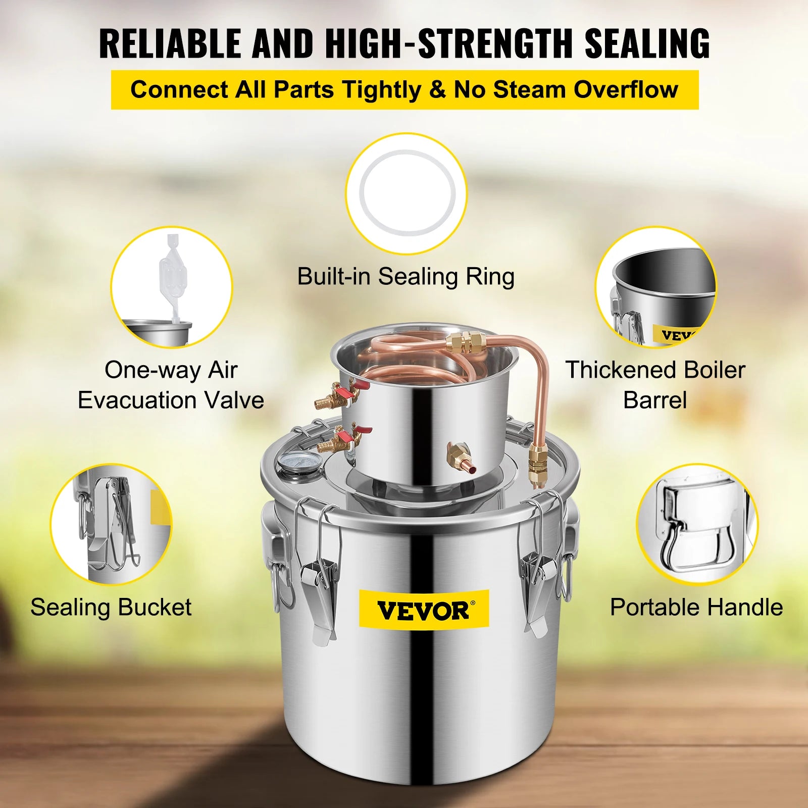 SucceBuy 3 5 8 Gal Distiller Moonshine Alcohol Brew Water Wine Essential Oil Brewing Kit Stainless Copper with Pump for Home DIY