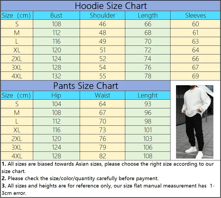 Mens Tracksuit Solid Color Sweatshirt Casual Sports Jogging Clothing Hip Hop Autumn Winter Sportswear Single Piece Tops Pants