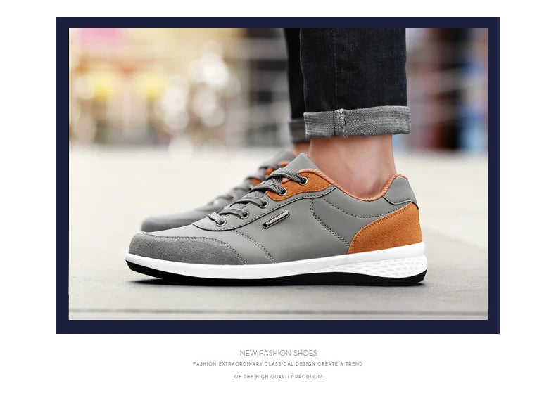 Men Shoes Sneakers PU Leather Trend Casual Shoes Fashion Breathable Leisure Male Sneakers Non-Slip Footwear Men Vulcanized Shoes