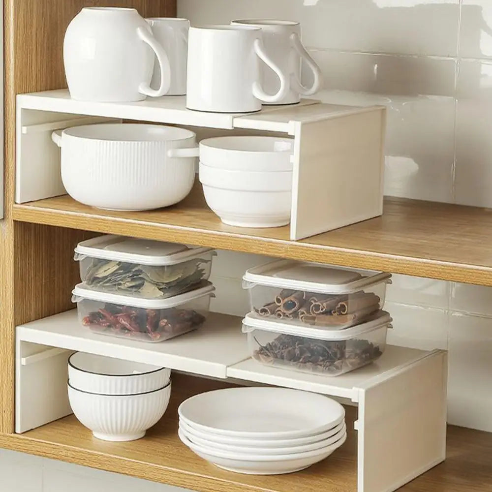Kitchen Stretchable Cabinet Shelf Cupboard Separated Storage Rack Countertop Organizer Shoe Organizer Shelf Save Space