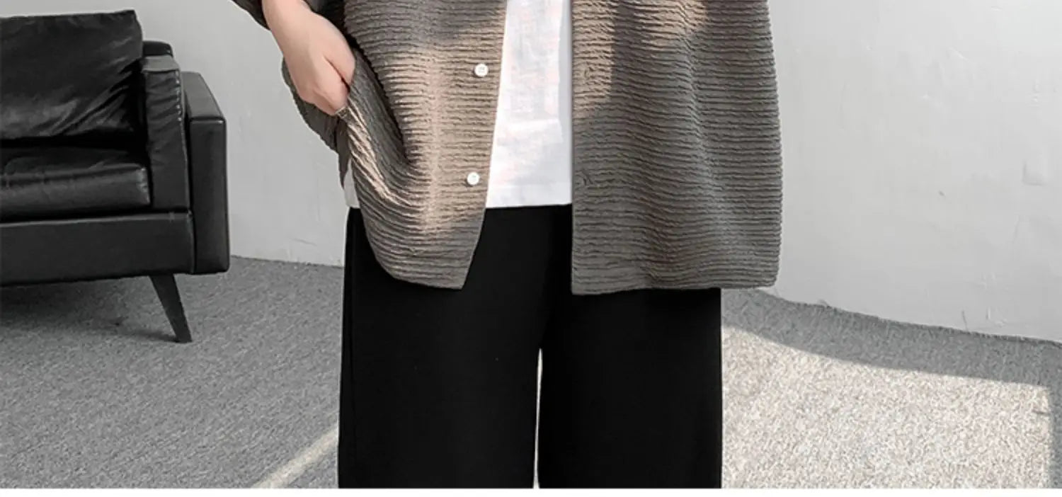 LEGIBLE Spring Summer Solid Shirts Men Casual Oversized Three Quarter Shirts Male Loose Fit Shirt for Man