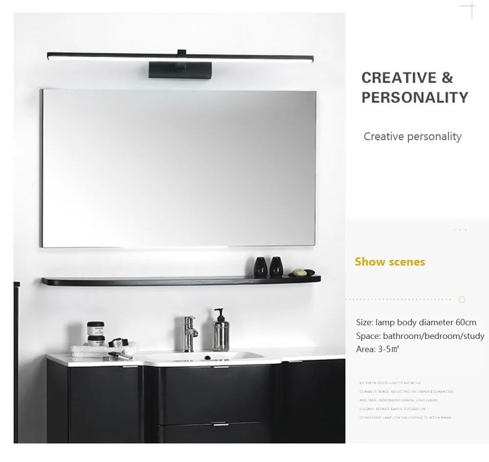 Modern LED Indoor Wall Lights, Bathroom Mirrors, Headlights, Study Rooms, Bedrooms, Waterproof, Creative Wall Lights, Lighting