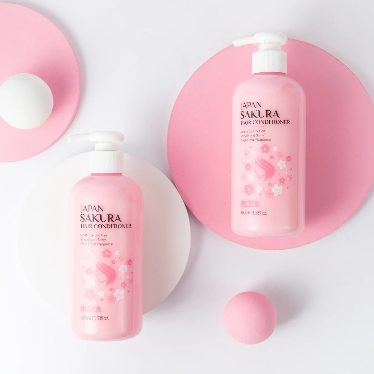 LAIKOU Japan Sakura Hair Conditioner Moisturizing Conditioner Smooth Shine Treatment Floral Scent Hair Repair 400ml