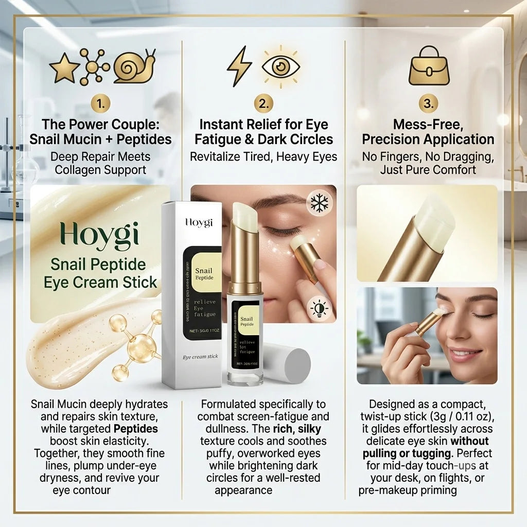 Snail Eye Cream Stick Collagen Fade Fine Lines Wrinkle Lightening Dark Circles Firming Eye Bags Puffiness Moisturizing Eye Cream
