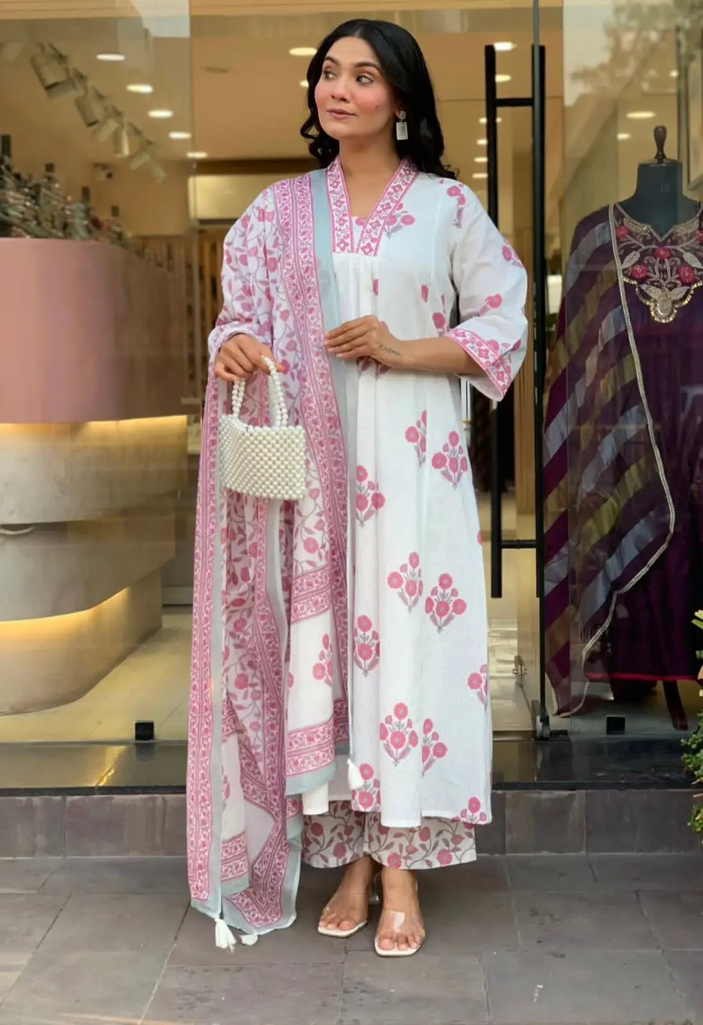 Hot Selling Traditional Indian Style Cotton Anarkali Suit Gown With Designer Dupatta for Women Party Wear Dress for Womens