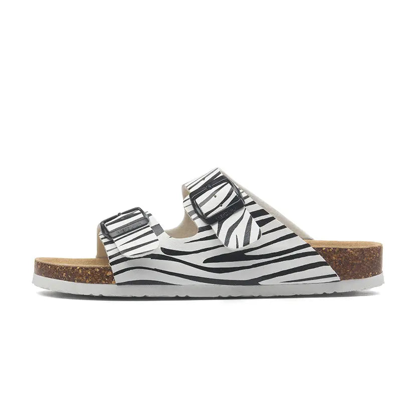 Hot Sales 2019 Summer Beach Cork Slippers Sandals Casual Double Buckle Clogs Sandalias Women men Slip on Flip Flops Flats Shoes