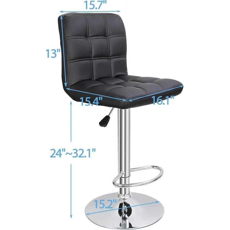 Kitchen double bar stool set, PU leather rotating adjustable tabletop height rotating stool, square backrest, 2 pieces