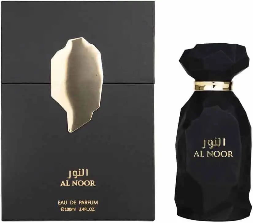 Arabiyat Prestige Al Noor gift-set perfume features a premium black-gold bottle and elegant box. Its rich scent makes it a refined gift for birthdays, festivals and business occasions.