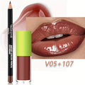 2pcs/Set Lip Gloss & Lip Liner Set Lip Kit Natural Nude Tinted Lip Glow Oil Moisturizing Liquid Lipstick with Lip Liner Combo