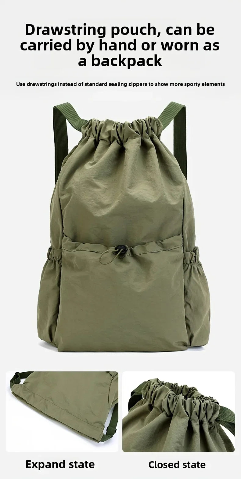 Fashionable Lightweight Drawstring Backpack: Large-Capacity Waterproof Sports Bag for School, Books, Outdoor Activities, Travel