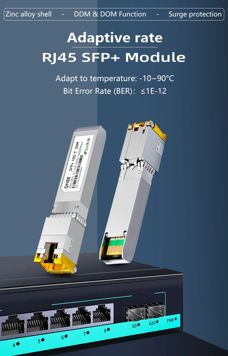 Adaptive Rate RJ45 SFP Module For Mikrotik/Cisco 10GBase-T RJ45 SFP+ Module For Switch/Routers 1000BASE-T Copper SFP Transceiver